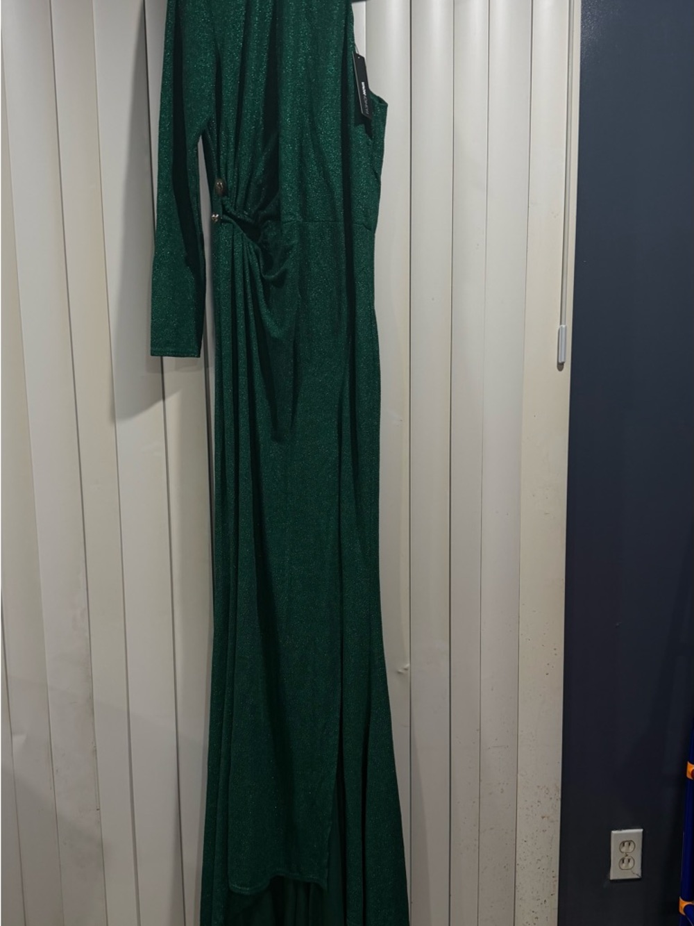 Emerald Green One-Shoulder Evening Dress